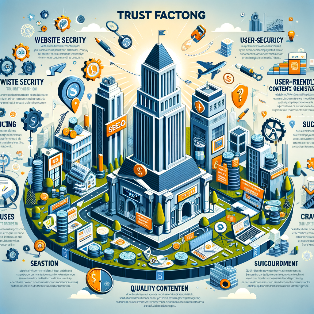 Infographic illustrating the role of trust building in SEO for financial services, highlighting SEO strategies, importance of trust, and various financial services SEO techniques.