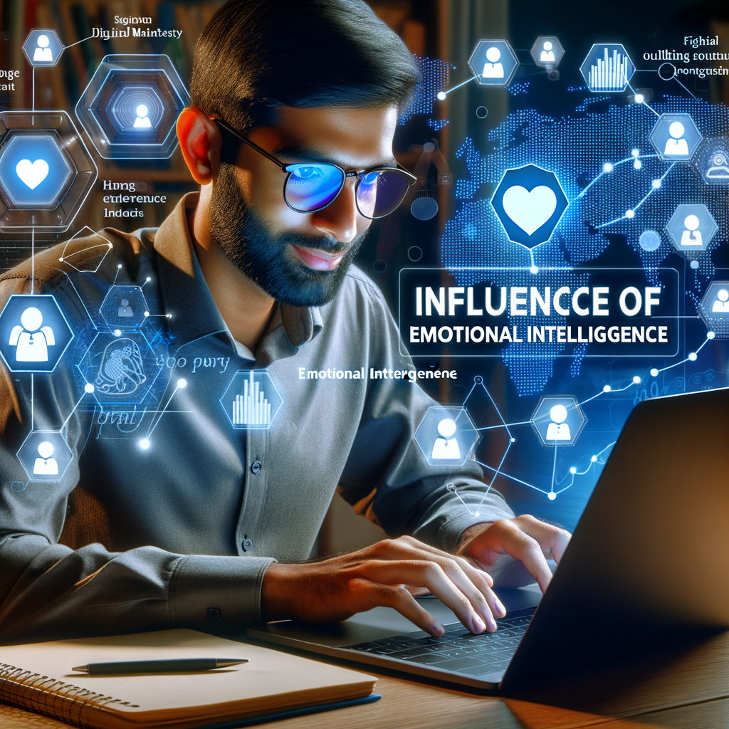 Digital marketer utilizing Emotional Intelligence in SEO strategies on his laptop, demonstrating the role of Emotional Intelligence in connecting with audiences and enhancing audience engagement in digital marketing.