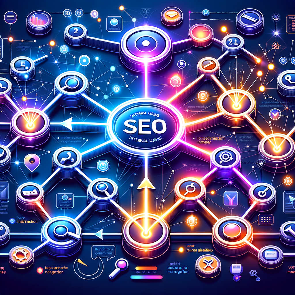 Professional illustration of the art of internal linking SEO, showcasing SEO boosting techniques and user-friendly internal linking strategies for website navigation optimization and SEO improvement.